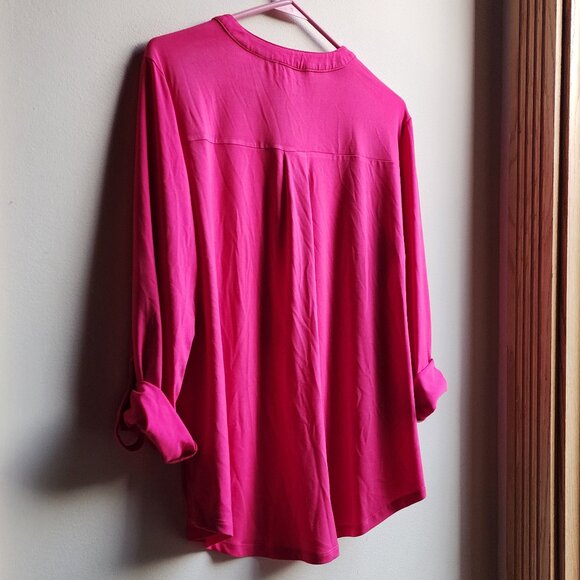 MICHAEL Michael Kors Hot Pink Zip-Up Blouse Size Large - Picture 13 of 14